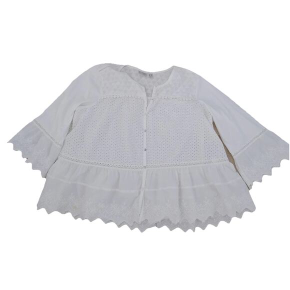 LOGO Lori Goldstein eyelet blouse white tunic size 1X - Picture 1 of 10